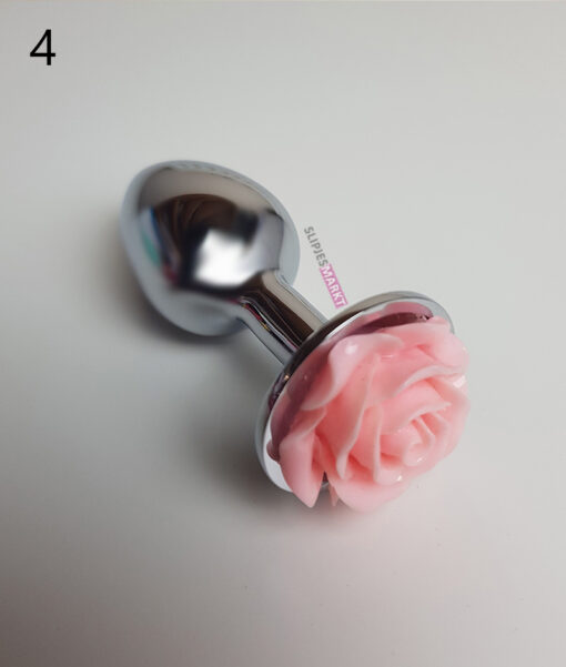 Kleine buttplug met roosje (meerdere kleuren) - Afbeelding 4