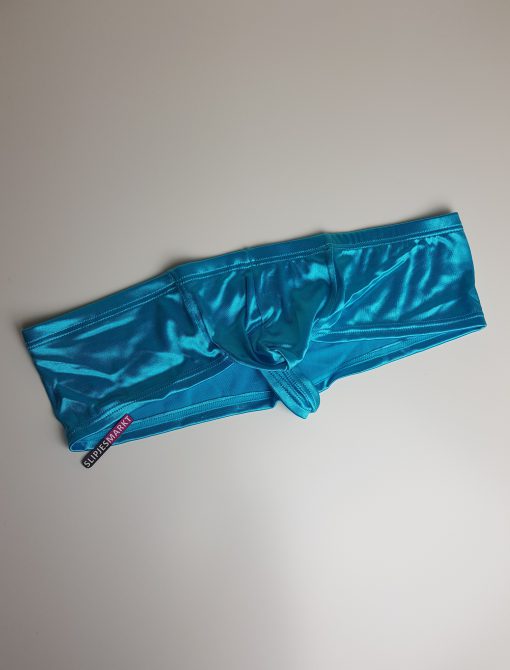 Blauwe satijnen heren hipster (laag model)