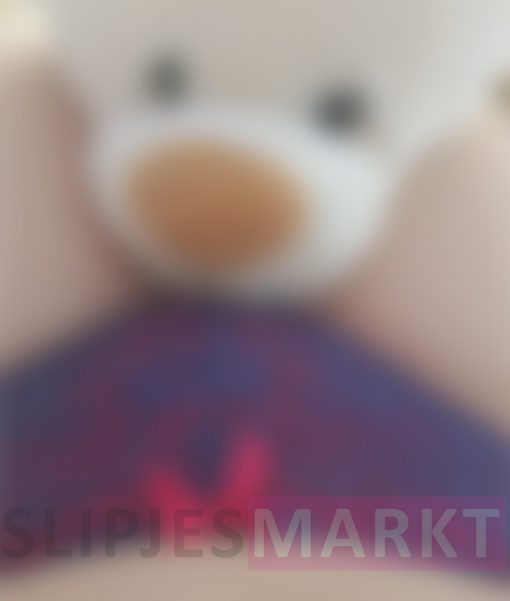 Foto's in roze satijnen nachtjurkje met teddybeer