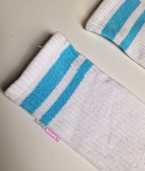 Dikke witte sokken met blauwe streepjes - Afbeelding 2