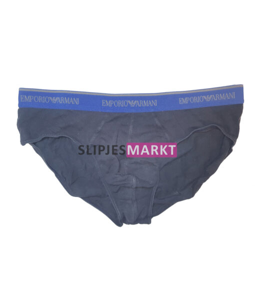 Gedragen Emporio Armani slip met blauwe boord