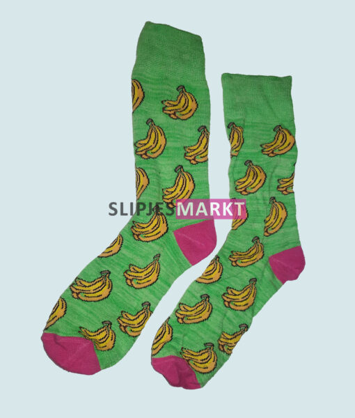 Gedragen sokken groen met bananen