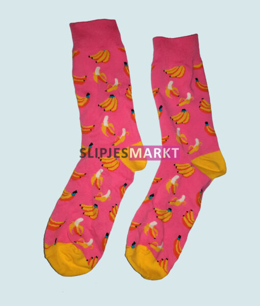 Roze sokken met bananen