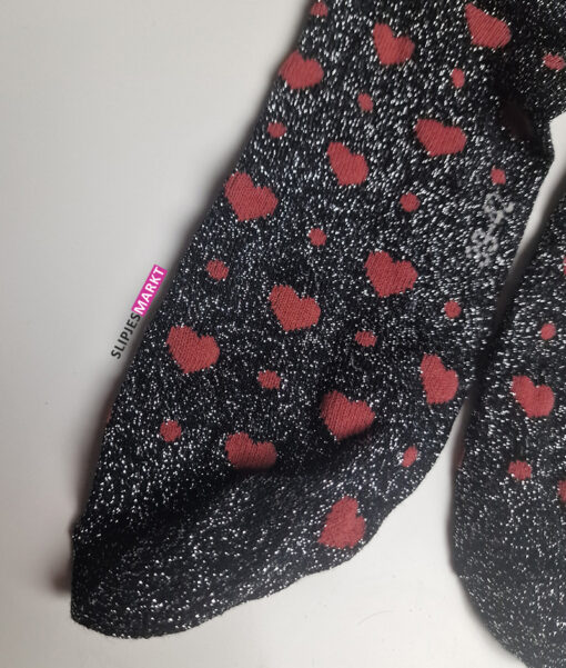 Glittersokken met rode hartjes - Afbeelding 2