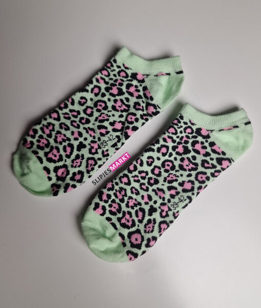 Groene panterprint enkelsokjes