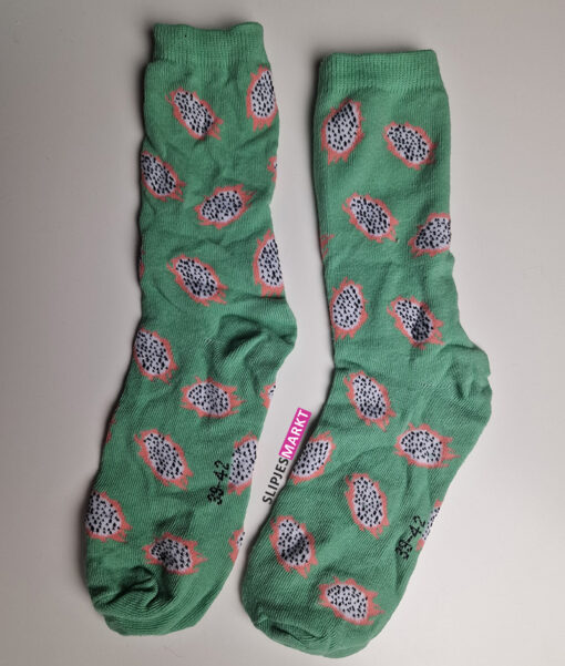 Groene sokken met dragonfruit print