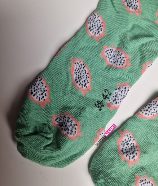 Groene sokken met dragonfruit print - Afbeelding 2
