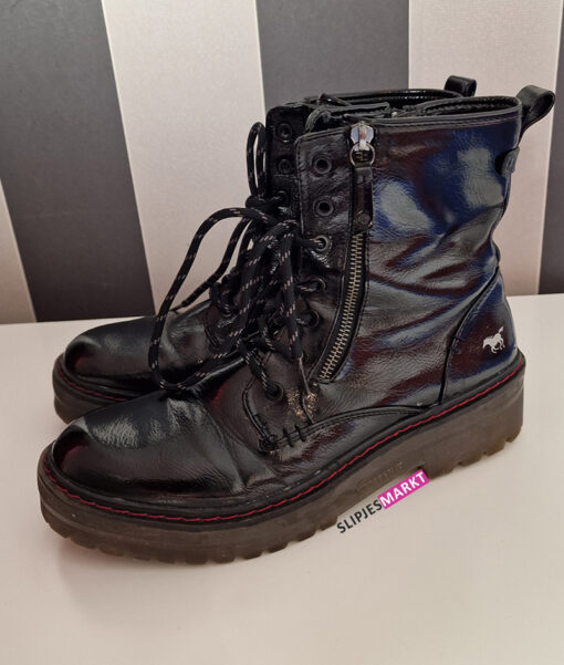 Mustang veterboots zwart lak - Afbeelding 2