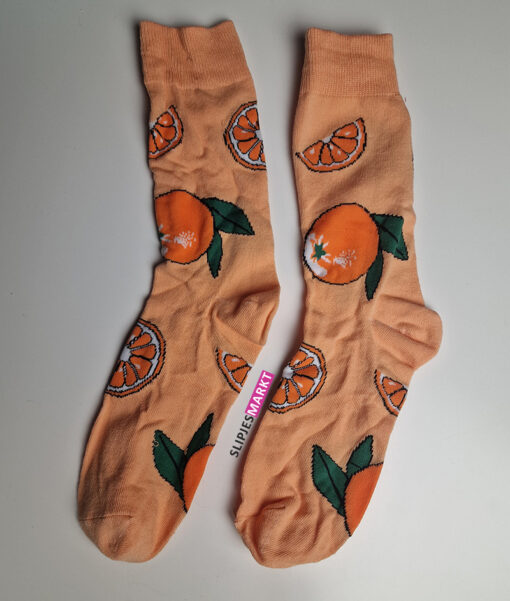 Oranje sokken met sinaasappel print