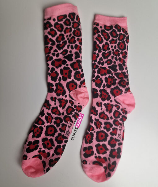 Roze panterprint sokken