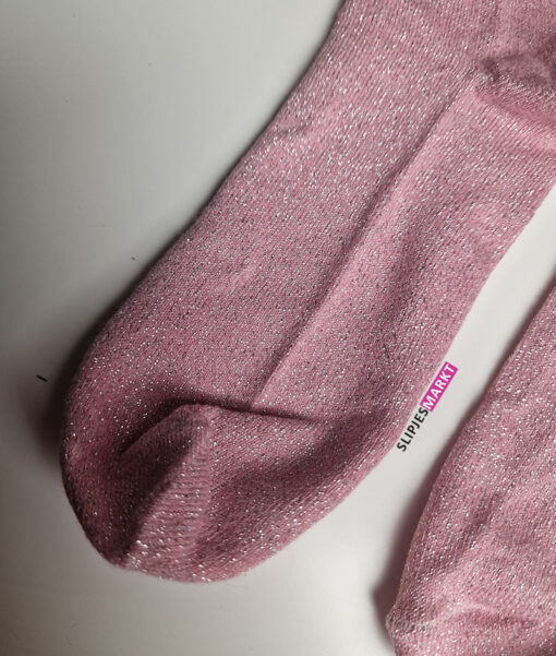 Roze sokken met zilver glitter - Afbeelding 2