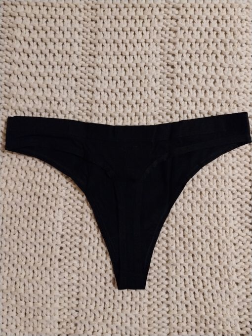 Zwarte katoenen string - Afbeelding 2