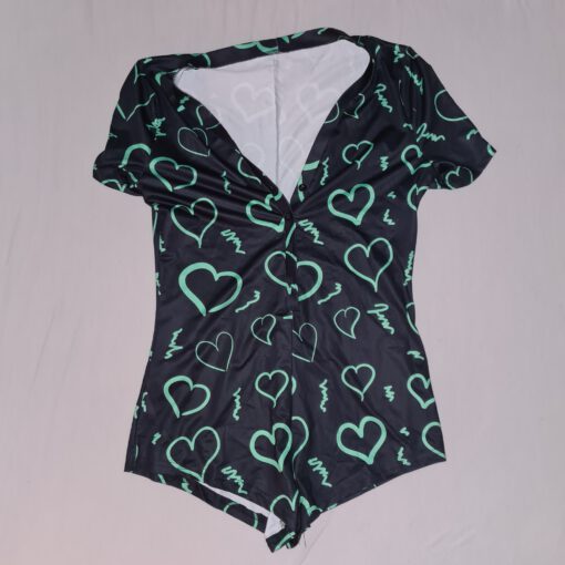 Pyjama romper hartjes groen