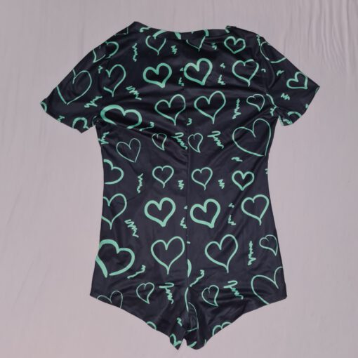 Pyjama romper hartjes groen - Afbeelding 2
