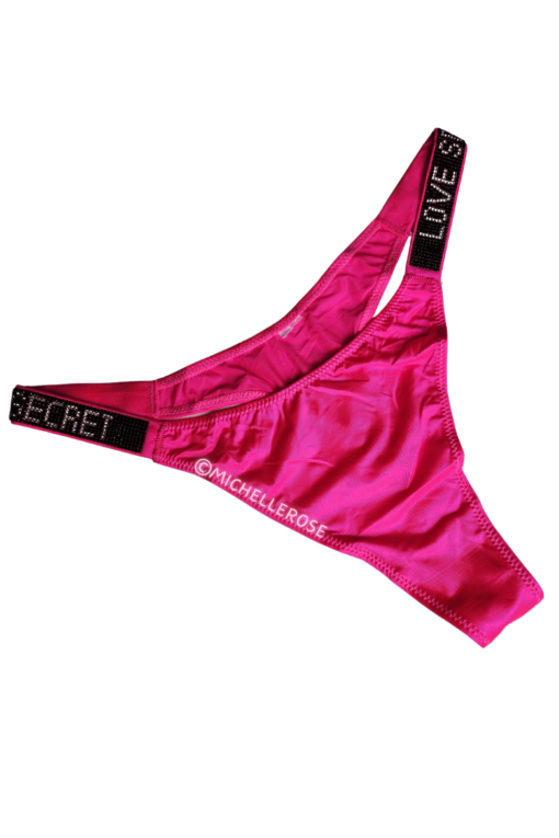 Neon roze nylon string met strass steentjes