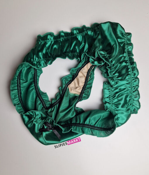 Groene satijnen string met strikje - Afbeelding 2
