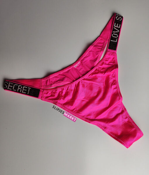 Neon roze nylon string met strass steentjes - Afbeelding 2