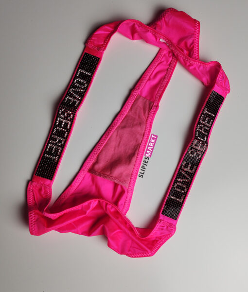 Neon roze nylon string met strass steentjes - Afbeelding 3