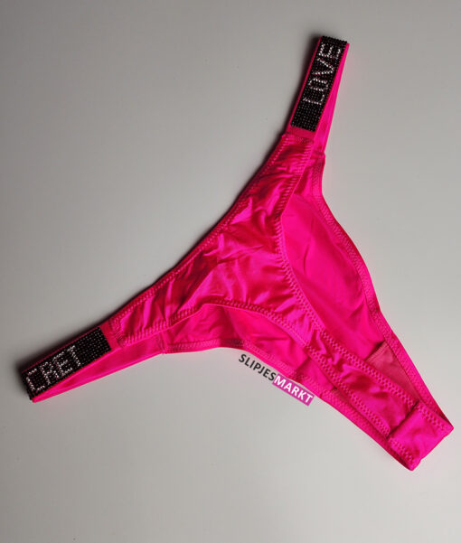 Neon roze nylon string met strass steentjes - Afbeelding 5