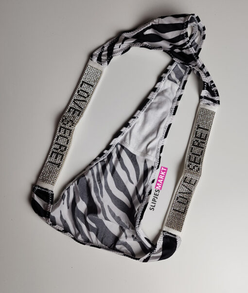 Zebra nylon string met strass steentjes - Afbeelding 3