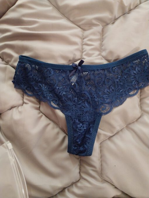 Blauwe kanten string
