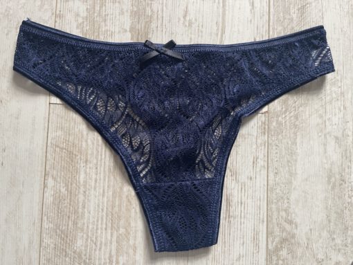 Blauw kanten string