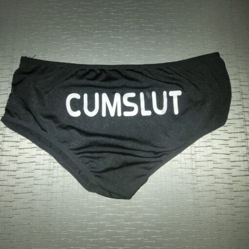 Zwarte slip "Cumslut"