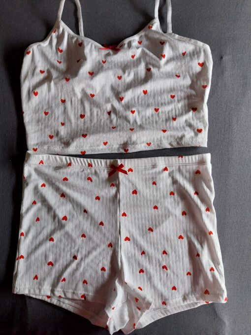 Witte hartjes shortama