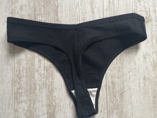 Zwarte katoenen string - Afbeelding 2