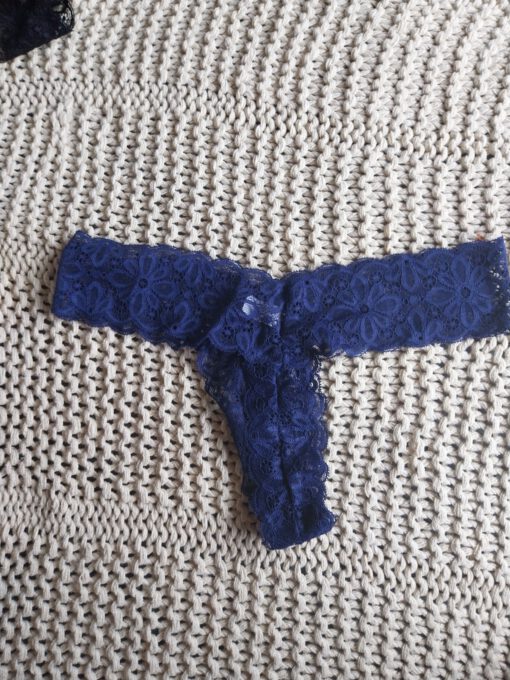 Blauwe kanten string - Afbeelding 2