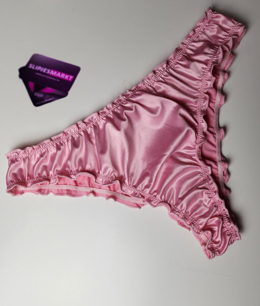 Roze satijnen slipje met strik