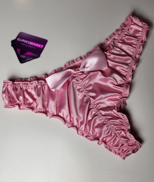 Roze satijnen slipje met strik - Afbeelding 2