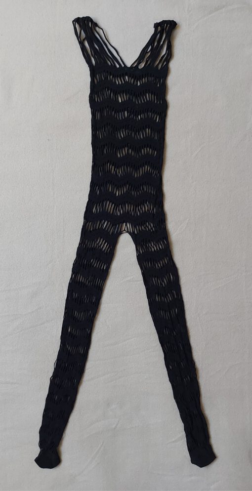 Zwarte catsuit met open kruis