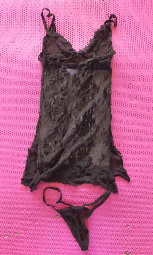 Babydoll setje zwart doorschijnend - Afbeelding 2