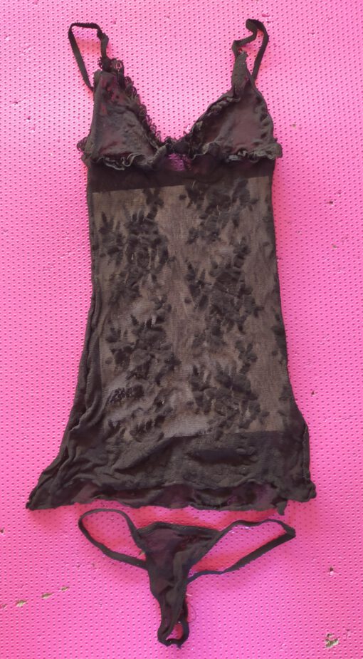 Babydoll setje zwart doorschijnend