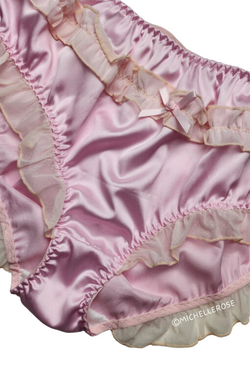 Roze satijnen slipje met kant - Afbeelding 3