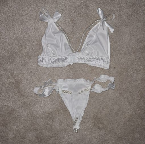 Wit kralen lingerie setje - Afbeelding 2