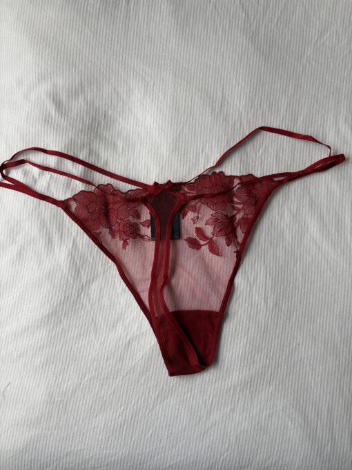 Rode doorzichtige string met bloemmotief - Afbeelding 2