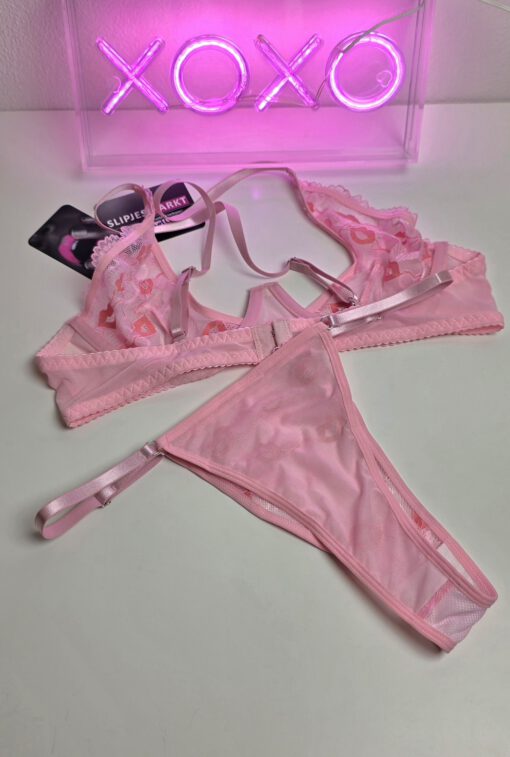 Valentine's - Roze 3-delig setje met kuslipjes - Afbeelding 3