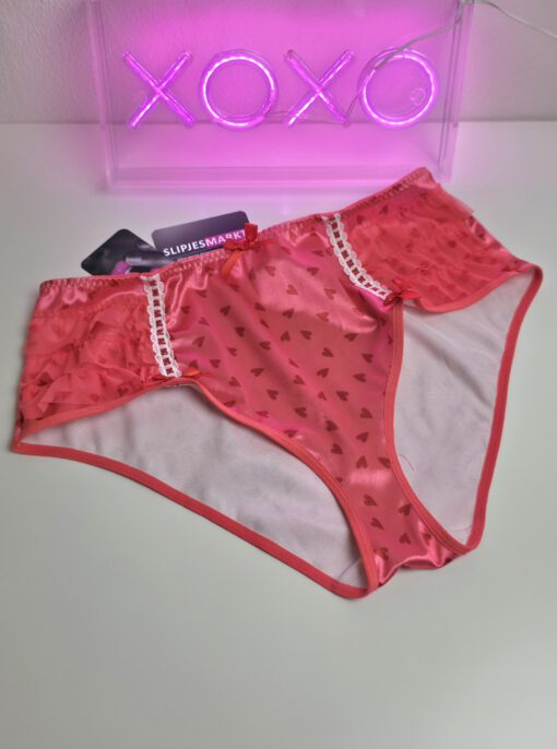 Valentine's - Hoge satijnen slip met schattige hartjes