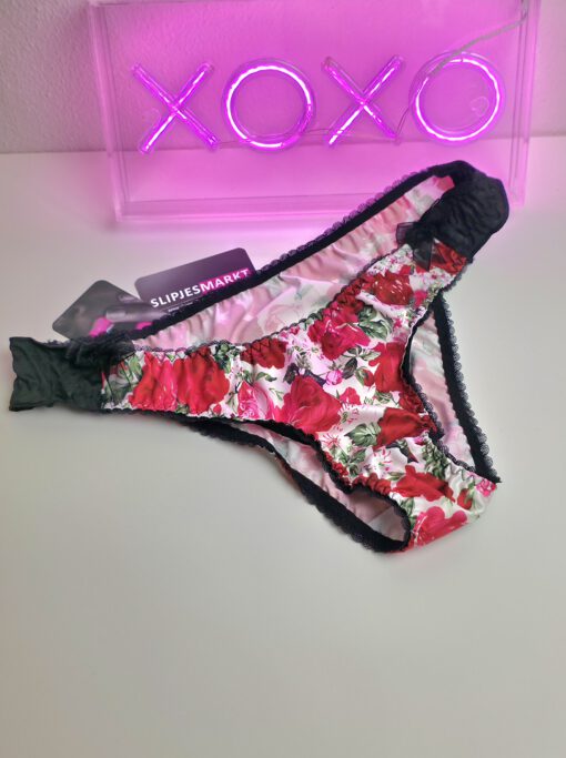 Valentine's - Satijnen gebloemde slip