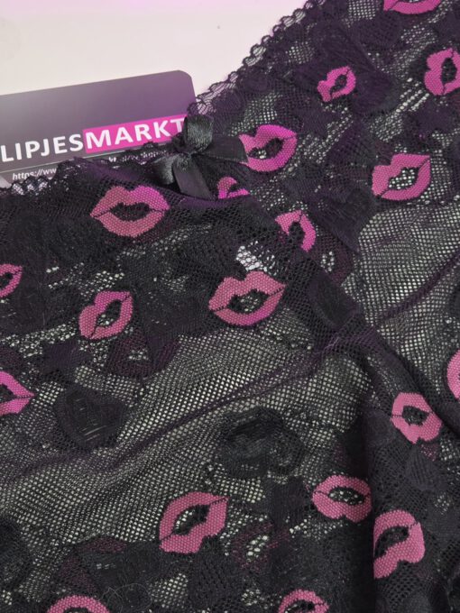 Valentine's - Zwarte hoog model kuslipjes hipster - Afbeelding 2
