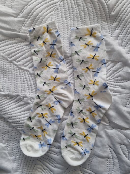 Witte sokken met libellen print