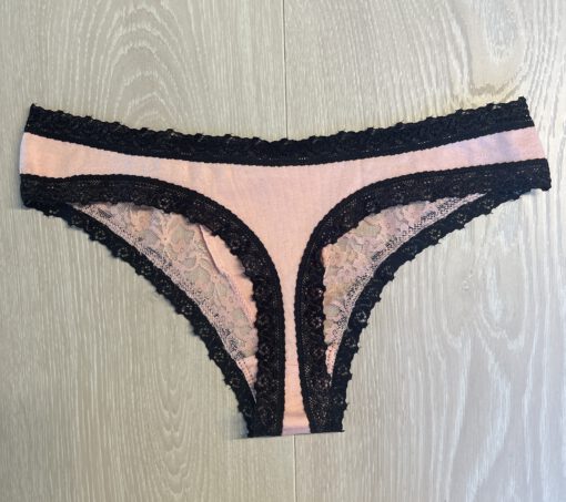 Roze katoenen string met zwart - Afbeelding 2