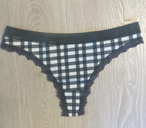 Grijs geruit stringetje katoen