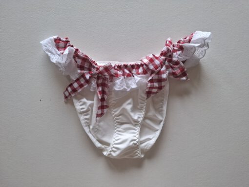 Slip met geruite franjes