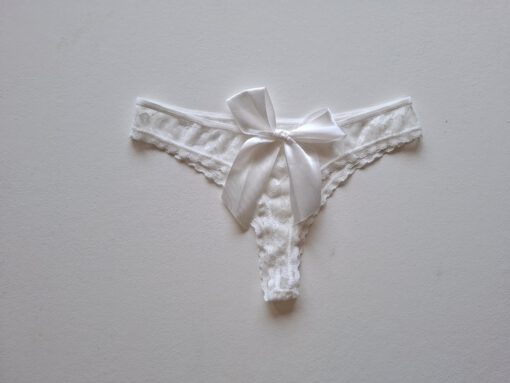 Witte string met strik - Afbeelding 2