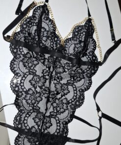Kanten lingeriesetje met gouden ketting - Afbeelding 4