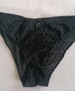 Zwarte doorschijnende slip met stippen