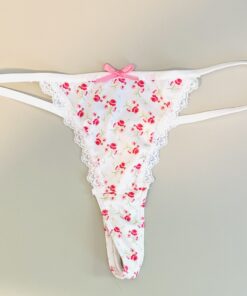 Witte string met roosjes